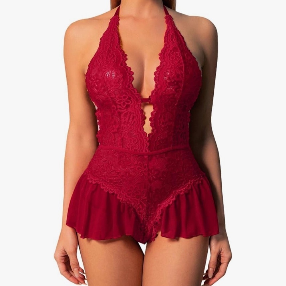 NWT Thisrose Sexy Teddy Lace Halter Babydoll Lingerie - Picture 2 of 10